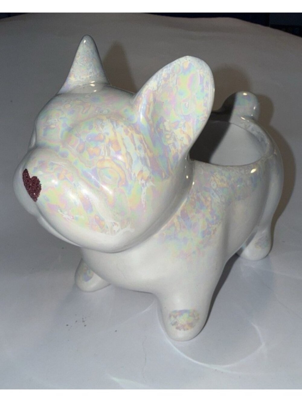 Spritz French Bulldog Small Planter 4” French Calandiva Ceramic Opalescent